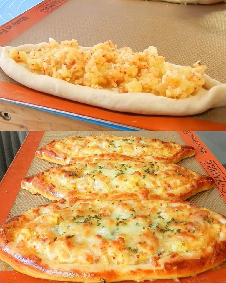Cheese Garlic Potato Pide – Mozzarella Cheese Bread Delicious
