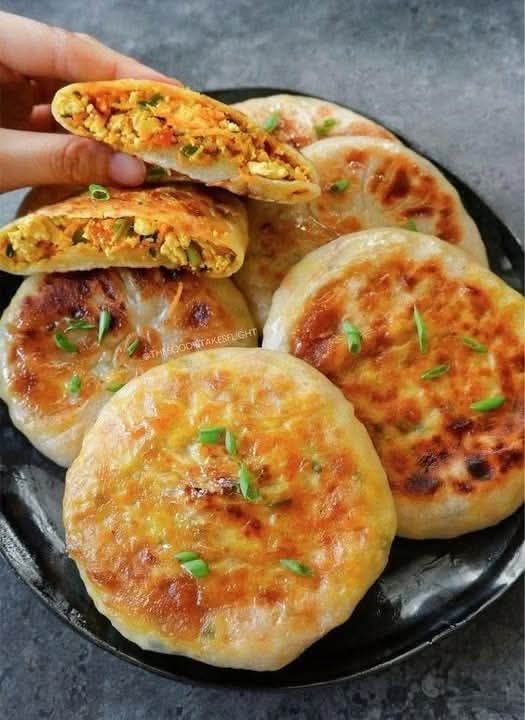 Chinese-Style Savory Stuffed Breakfast Pancakes