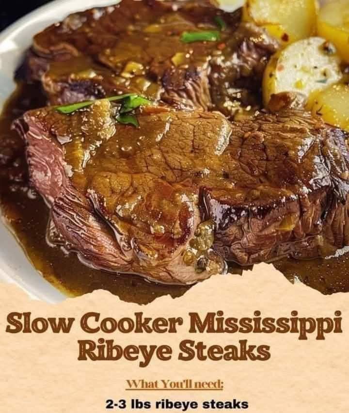 Slow Cooker Mississippi Ribeye Steaks!