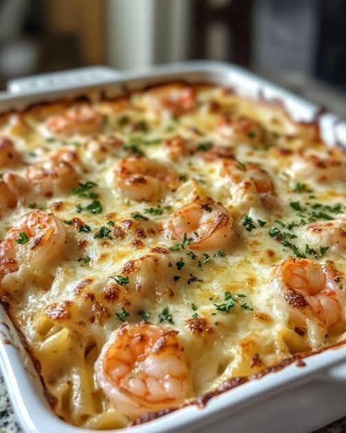 Shrimp Scampi Pasta Bake