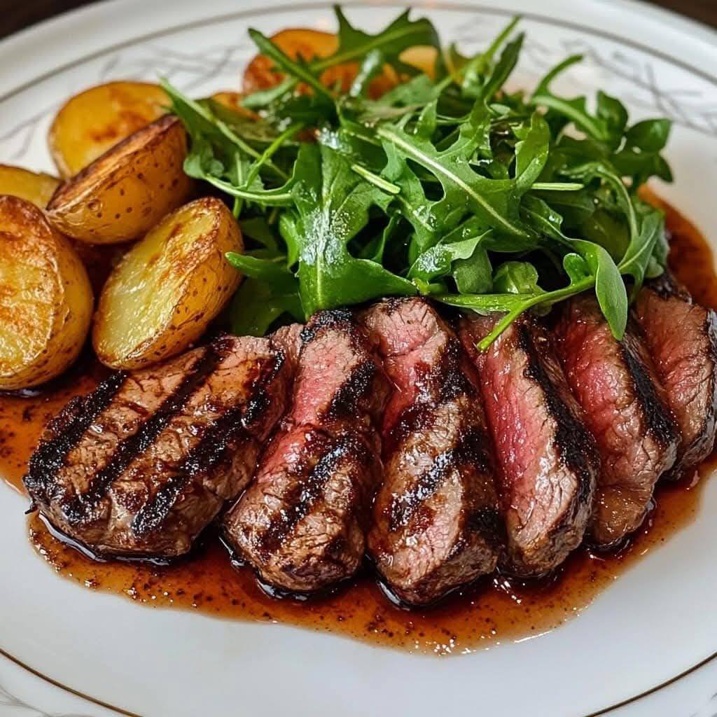 Elegant Grilled Steak with Arugula Salad & Roasted Potatoes