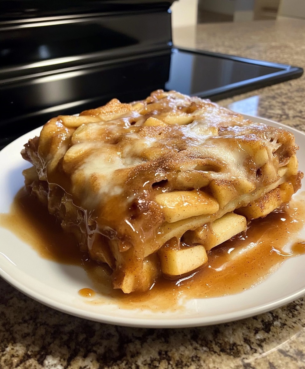 Best Caramel Apple Cinnamon Roll Lasagna