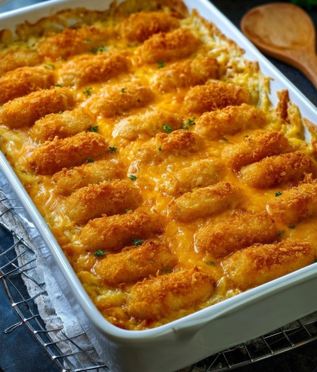 Cheesy Weeknight Fish Stick Casserole