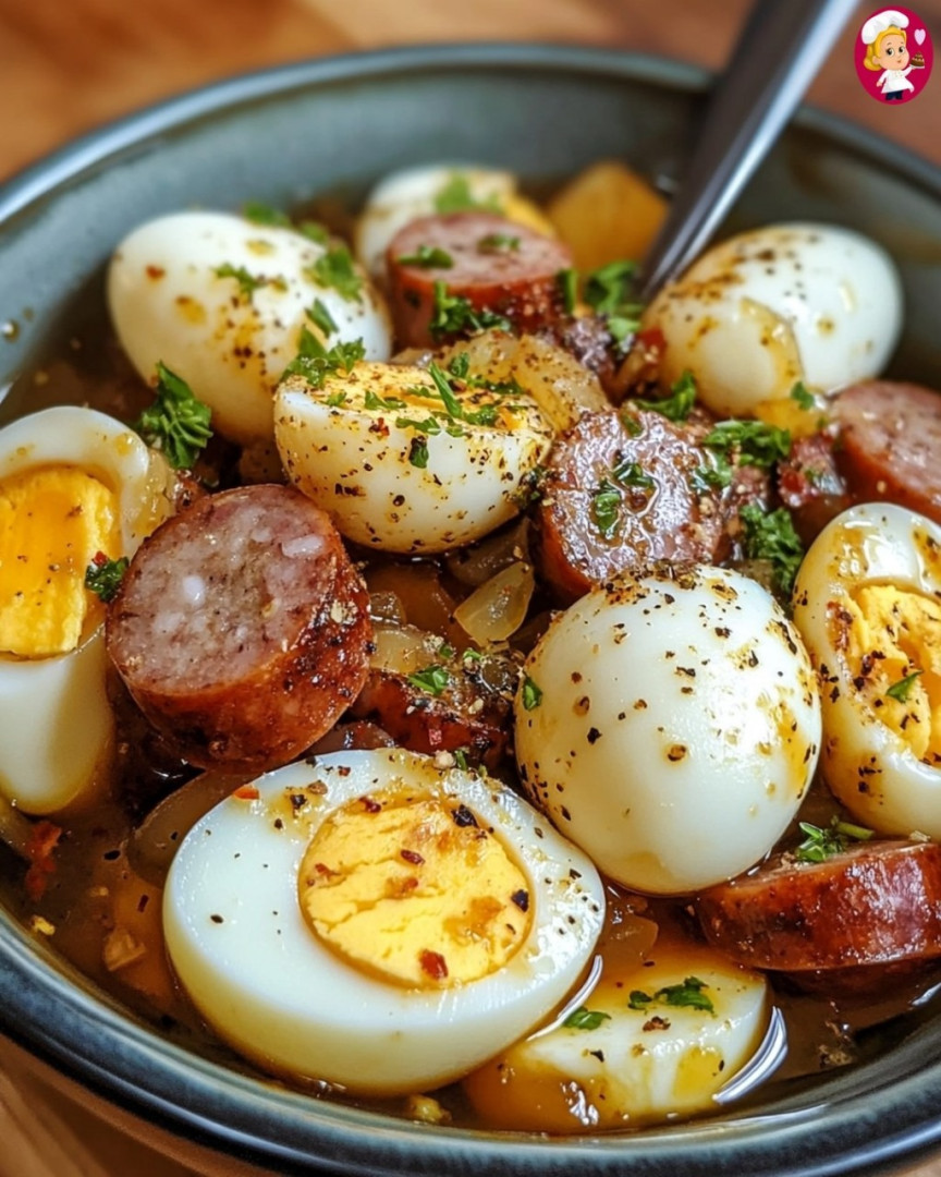 Savory Pickled Eggs & Sausage