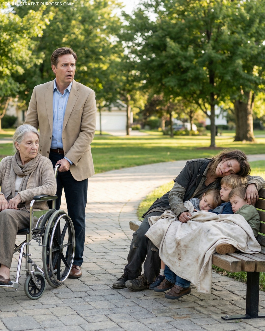 Millionaire Takes His Mother To The Park — But Finds His Ex With Three Babies Sleeping On A Bench!